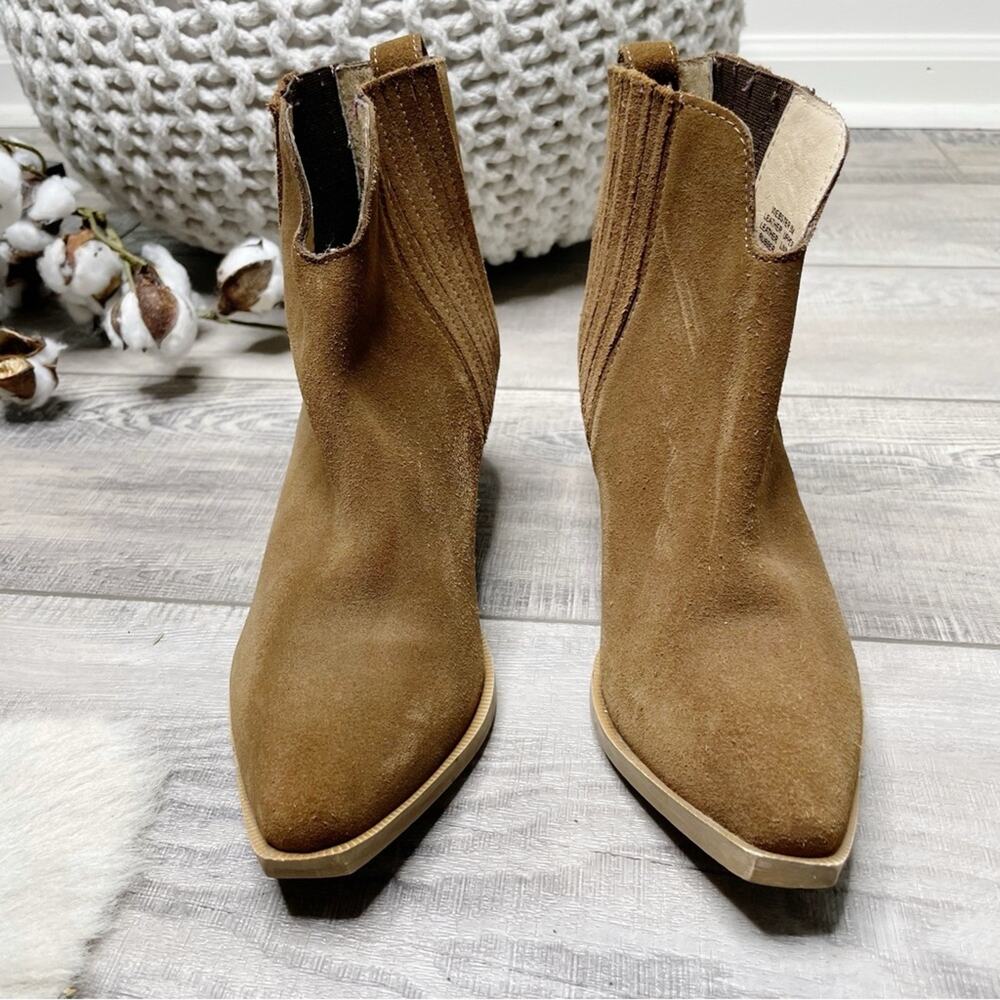 Steve Madden Webster Suede Leather Western Ankle Booties Tan Size 6M - Picture 3 of 10